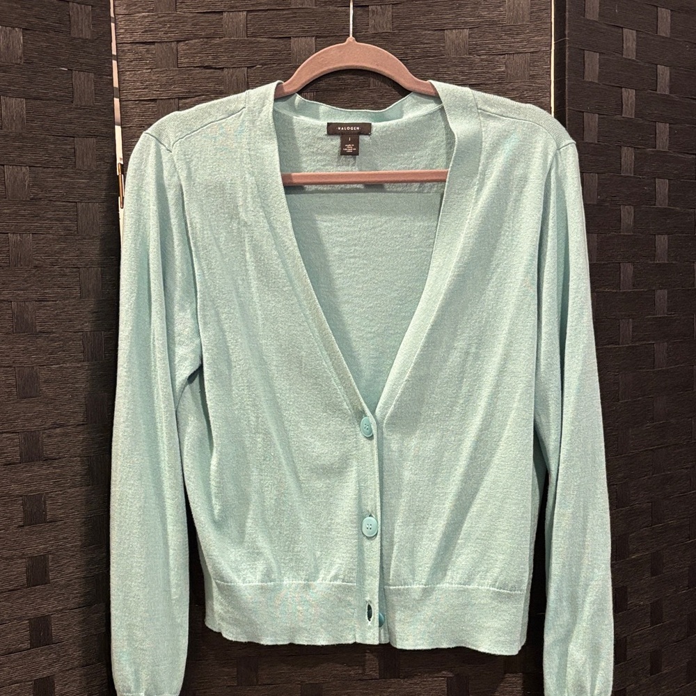 Halogen Light Blue Button-Up Cardigan